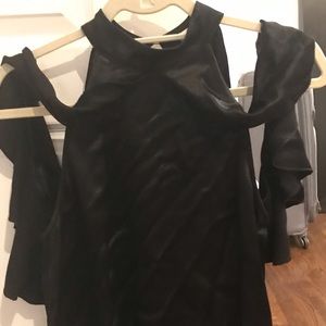 Ella moss black satin blouse